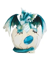 Fc Design "2-pc Set" 4"H March Birthstone Aqua Dragon Baby Hatchling in Egg Figurine Statue Ornament Home Room Office Decor and Perfect Ideas for Hous