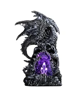 Fc Design "2-pc Set" 11"H Medieval Silver Dragon Guarding Purple Led Faux Crystal Cave Figurine Statue Ornament Home Room Office Decor and Perfect Ide