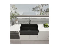 Casainc 33inch L x 18inch W Single Bowl Fireclay Farmhouse Kitchen Sink with Grid