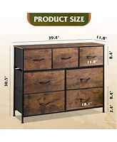 Wlive Dresser Tv Stand Entertainment Center with Fabric Drawers Media Console Table with Metal Frame and Wood Top for Tv up to 45 inch Chest of Drawer