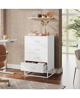 Wlive Dresser for Bedroom with 4 Drawers Nightstand Chest of Tall Sturdy Metal Frame Hallway Living Room Closet
