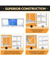 Wlive Tv Stand for 55 65 Inch Led Entainment Center with Storage Console Bedroom and Living Room Gaming Midea Lights Gl