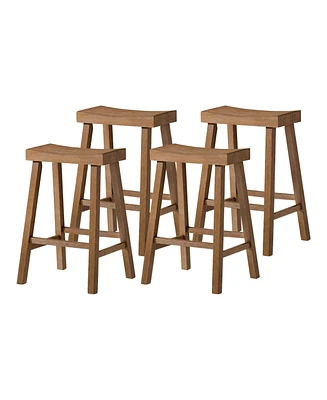 Maven Lane Vincent Wooden Rustic Aesthetic Kitchen Counter Stool, Set of 4