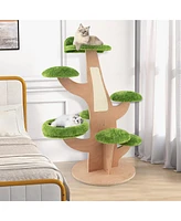 Gymax Wooden Cat Tree 55'' Tall Cat Climbing Stand w/ Sisal Scratching Posts