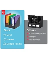 Iris Usa Letter/Legal File Metal Magazine File Holders, Black - 6Pack