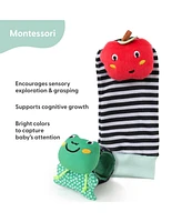 The Peanutshell Montessori Baby Rattle Socks and Wrist Rattle Set, 5 Piece