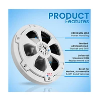 Pyle Two-Way Marine Component/Coaxial Speakers, 6.5", 240 Watts, White (Pair)