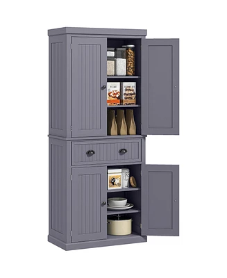 Homcom 72" Kitchen Pantry Cabinet Cupboard with Doors, Dark