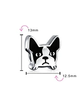 Bling Jewelry French Bulldog Charm Bead Black White Enamel Sterling Silver for Bracelets