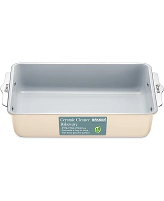 Bakken- Swiss Premium Non-Stick Ceramic 8"x15.5" Rectangle Pan - Aluminized Steel with Coating, Pfoa & Pfas Free