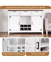 gaomon 48" Coffee Wine Bar Cabinet with 3 Drawers