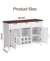 gaomon 48" Coffee Wine Bar Cabinet with 3 Drawers