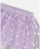 Deux par Toddler Girls Crinkle Biker Short With Flower Mesh Skirt Lilac White Flowers - Toddler|Child