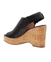 Linea Paolo Viviana | Laser Cut Leather Cork Plaform Sandals