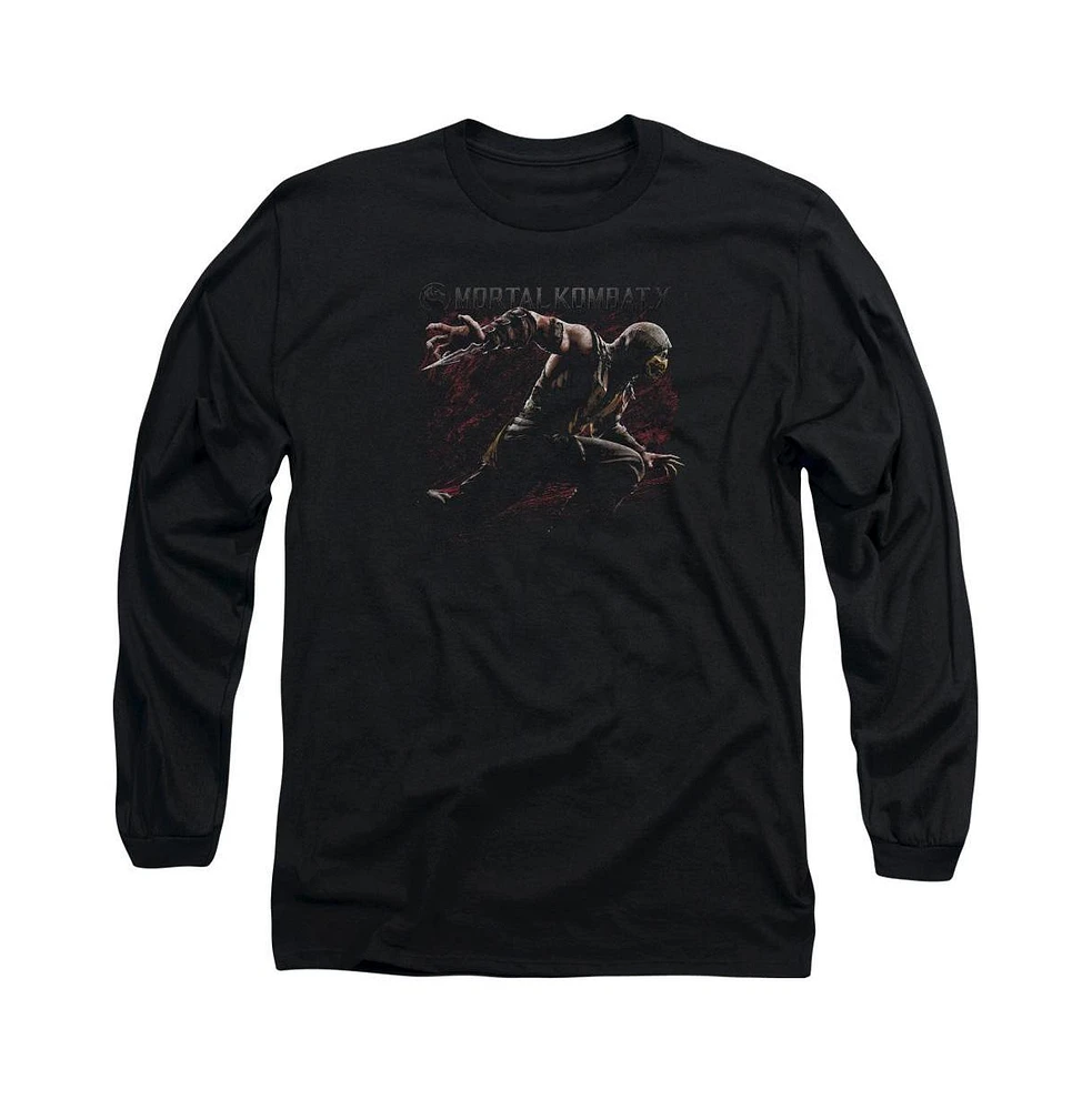 Mortal Kombat X Men's Scorpion Lunge Long Sleeve Adult Tee / T-Shirt