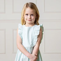 Hope & Henry Girls' Organic Seersucker Flutter Sleeve Open Back Dress
