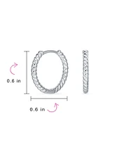 Bling Jewelry Lightweight Dainty Hoop Huggie Earrings Twist Huggies Sterling Silver 0.60 Inches