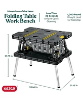 Keter Folding Portable Workbench Sawhorse w/12 In Clamps, Black/Yellow (2 Pack)