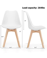 Gymax Set of 4 Mid Century Dining Chairs Modern Dsw Armless Side Chair Wood Legs White