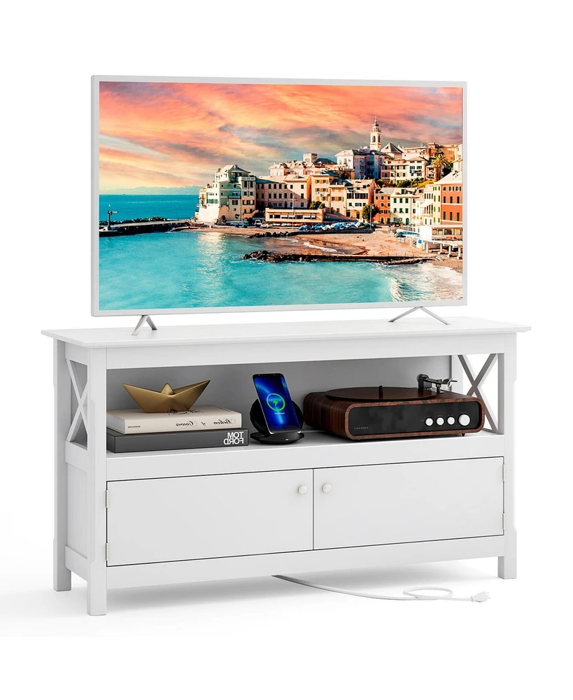Gouun Tv Stand Entertainment Center with Charging Station for TVs up to 50 Inch