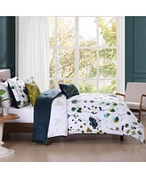 Bebejan Abstract Vines Bedding 200 Thread Count 100% Cotton Sateen 5 Piece King Size Reversible Comforter Set