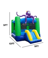 Hero Kiddo HeroKiddo Lil Lady Octopus Inflatable Bounce House with Slide (with Blower), for Kids and Toddlers, Light Weight, Moonwalk, Bouncy House, S