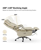 Hulala Home Nina Modern Genuine Leather Power Office Recliner with Built-In Usb Charging Port