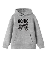 Ac/Dc Boys Monochrome Logo and Cannon Youth Heather Gray Graphic Hoodie-xl