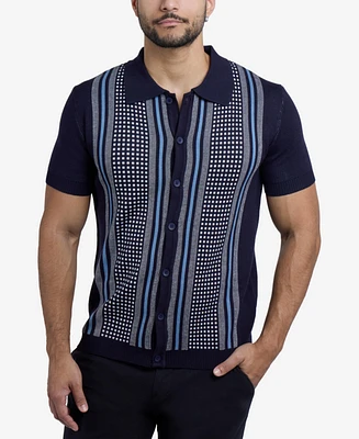 Spring + Mercer Men's Short Sleeve Sweater Knit Polo Shirt