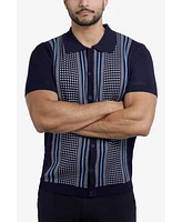 Spring + Mercer Men's Short Sleeve Sweater Knit Polo Shirt