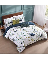 Bebejan Abstract Vines Bedding 200 Thread Count 100% Cotton Sateen 5 Piece Queen Size Reversible Comforter Set