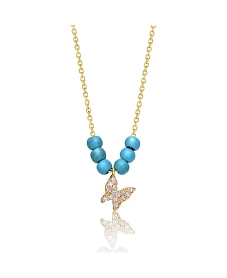 GiGiGirl Stylish 14k Gold Plated with Pearls and Butterfly Necklace