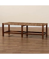 bali & pari Liza Bohemian Natural Seagrass and Wood Accent Bench