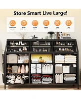 gaomon 55”W Dresser with Led Lights & Power Outlets