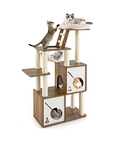 Gymax 57'' Cat Tree Tower Multi-Level Activity Center w/ Scratching Posts Perch Ladder