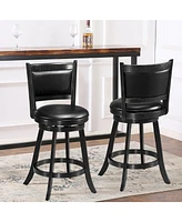 Gymax 2PCS 24'' Swivel Counter Stool Dining Chair Upholstered Seat Black
