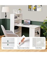 Gouun Computer Desk Writing Workstation Office with 6-Tier Storage Shelves