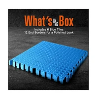 Squatz 6-Piece Puzzle Exercise Mat, Eva Foam Tiles, Blue