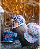 Deux par Deux Baby Girls Printed Cap Navy And Yellow And Pink Flowers