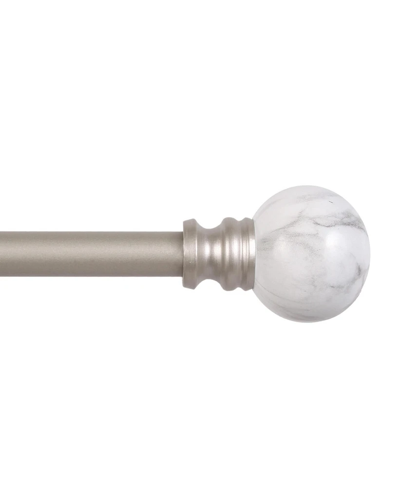 Kenney Fast Fit Easy Install White Marble Ball 5/8" Decorative Window Curtain Rod