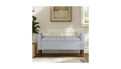 The Pop Home Upholstered Storage Bench with Rolled Armrests, Foam Cushioned Seat, Flip-Top Storage-The Pop Home