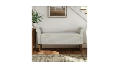 The Pop Home Upholstered Storage Bench with Rolled Armrests, Foam Cushioned Seat, Flip-Top Storage-The Pop Home