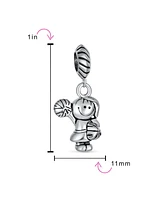 Bling Jewelry Cheerleader Soccer Player Dangle Charm Bead Sterling Silver for European Bracelet