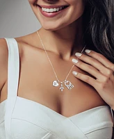 Diamond Heart, Leaf & Giraffes Three Charm Pendant Necklace (1/3 ct. t.w.) in Sterling Silver, 16" + 2" extender