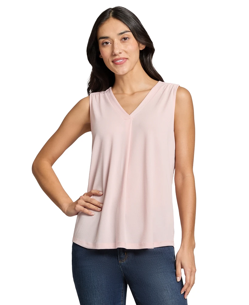 Jones New York Women's Pleated V-Neck Top