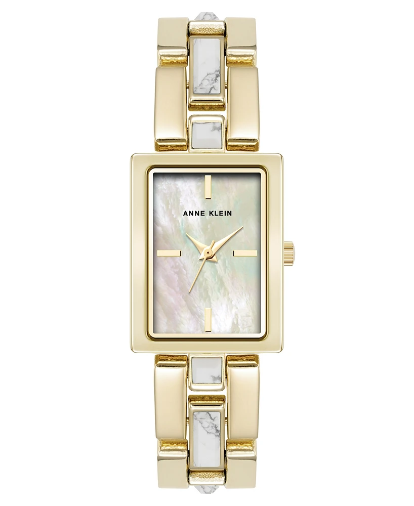 Anne Klein Women's Quartz How Lite Gemstone and Gold-Tone Metal Alloy Bracelet Watch, 21mm
