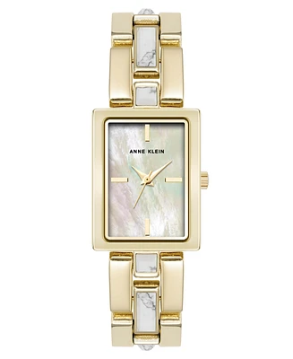 Anne Klein Women's Quartz How Lite Gemstone and Gold-Tone Metal Alloy Bracelet Watch, 21mm