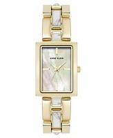 Anne Klein Women's Quartz How Lite Gemstone and Gold-Tone Metal Alloy Bracelet Watch, 21mm