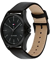 Tommy Hilfiger Men's Quartz Black Leather Strap Watch, 43mm