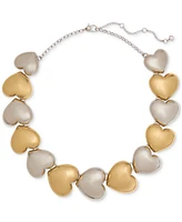 Kate Spade New York Two-Tone Large Graduated Alternating Heart Collar Necklace, 17" + 3" extender